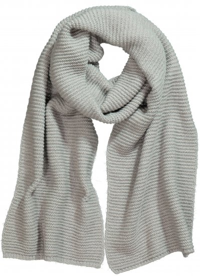Ulla Popken Garter Stitch Knit Scarf Light Grey Melange - Αξεσουάρ - 