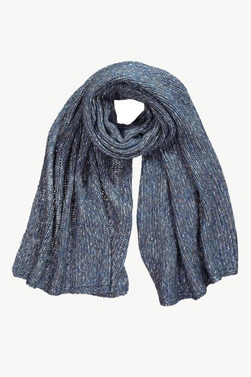 Ulla Popken Heather Knit Wool Blend Scarf Navy - Αξεσουάρ - 