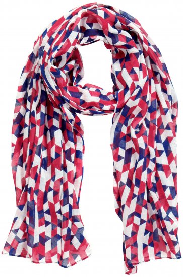 Ulla Popken Geometric Print Scarf Dark Red - Αξεσουάρ - 
