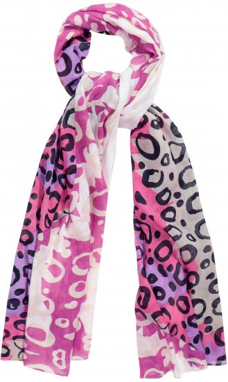 Ulla Popken Rainbow Leopard Print Scarf Pink - Αξεσουάρ - 
