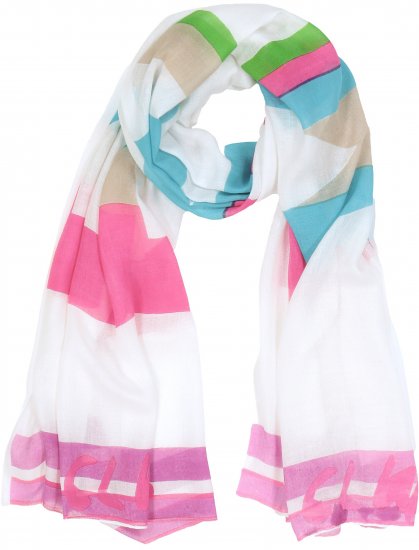 Ulla Popken Pink Lettering Border Print Scarf Snow White - Αξεσουάρ - 