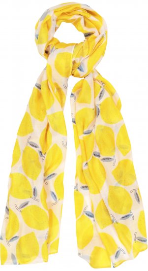 Ulla Popken Lemon Print Scarf Sun Yellow - Αξεσουάρ - 