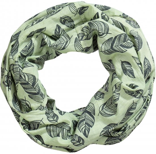 Ulla Popken Leaf Print Infinity Scarf Pistachio - Αξεσουάρ - 