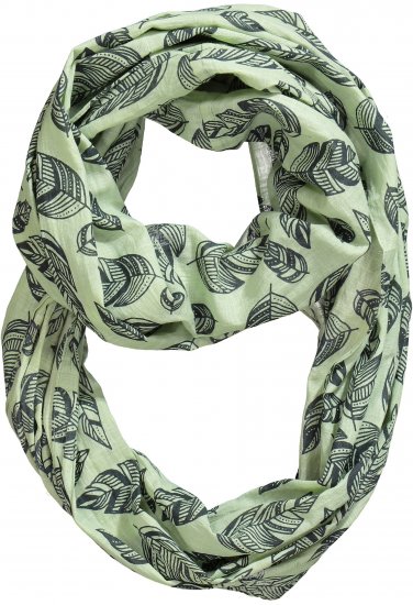 Ulla Popken Leaf Print Infinity Scarf Pistachio - Αξεσουάρ - 