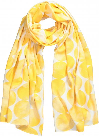 Ulla Popken Circle Print Scarf Yellow - Αξεσουάρ - 