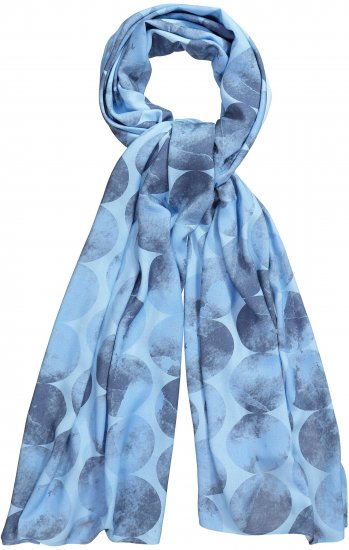 Ulla Popken Circle Print Scarf Blue - Αξεσουάρ - 