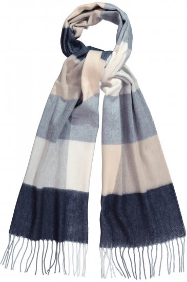 Ulla Popken Checked Fringed Hem Scarf Dark Putty - Αξεσουάρ - 