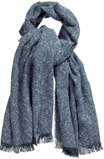 Ulla Popken Fringed Hem Knit Scarf Deep Aqua - Αξεσουάρ - 