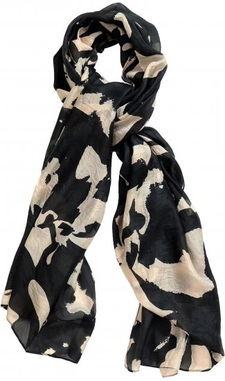 Ulla Popken Printed Silk Scarf Black - Αξεσουάρ - 