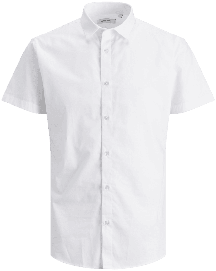 Jack & Jones JOE Shirt Short sleeve Plain Casual White - Πουκάμισα - Aνδρικά πουκαμισα μεγαλα μεγάλα μεγέθη