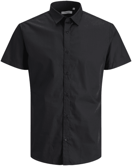 Jack & Jones JOE Shirt Short Sleeve Plain Casual Black - Πουκάμισα - Aνδρικά πουκαμισα μεγαλα μεγάλα μεγέθη
