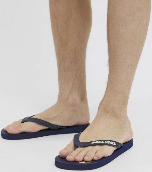 Jack & Jones Logo Palm Print Flip Flop Slippers Medieval Blue - Ανδρικά Παπούτσια 40-52 - 