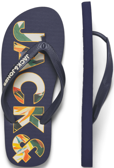 Jack & Jones Logo Palm Print Flip Flop Slippers Medieval Blue - Ανδρικά Παπούτσια 40-52 - 