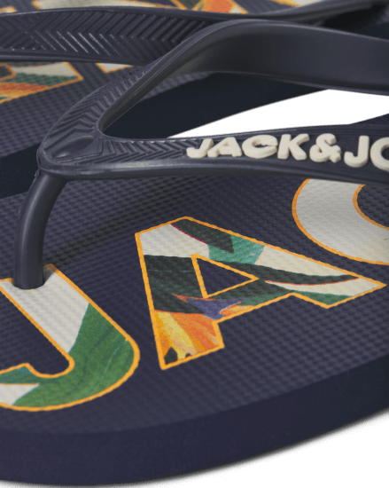 Jack & Jones Logo Palm Print Flip Flop Slippers Medieval Blue - Ανδρικά Παπούτσια 40-52 - 