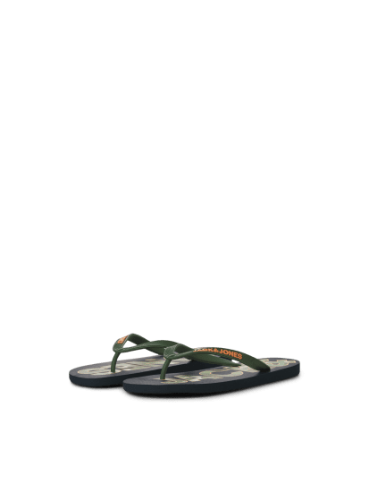 Jack & Jones Logo Palm Print Flip Flop Slippers Navy Blazer/Verdant Green - Ανδρικά Παπούτσια 40-52 - 