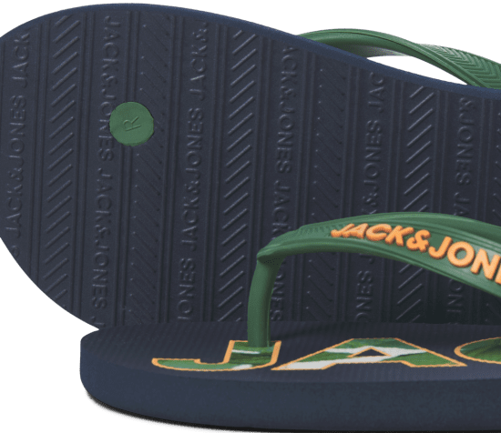 Jack & Jones Logo Palm Print Flip Flop Slippers Navy Blazer/Verdant Green - Ανδρικά Παπούτσια 40-52 - 