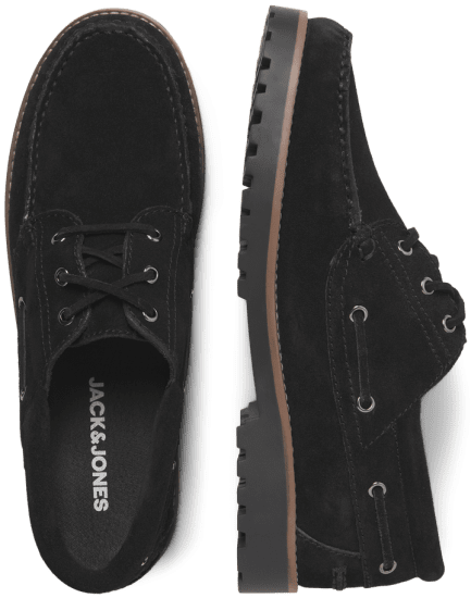 Jack & Jones Brooklyn Suede Boat Shoes Black - Ανδρικά Παπούτσια 40-52 - 