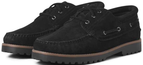 Jack & Jones Brooklyn Suede Boat Shoes Black - Ανδρικά Παπούτσια 40-52 - 