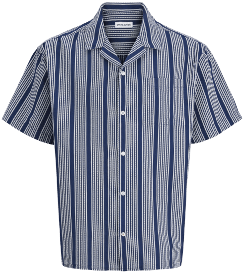 Jack & Jones Edover Resort Short Sleeve Shirt Dark Blue - Πουκάμισα - Aνδρικά πουκαμισα μεγαλα μεγάλα μεγέθη