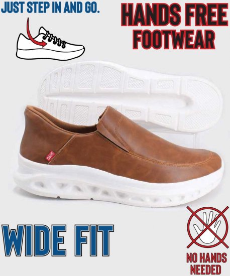D555 Carlisle 1 D555 Kingsize Hands Free Shoes Dark Tan - Ανδρικά Παπούτσια 40-52 - 
