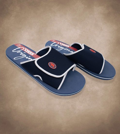 D555 DRAKE Slippers With Velcro Fastening Navy - Ανδρικά Παπούτσια 40-52 - 
