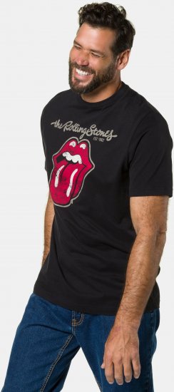 JP1880 Rolling Stones Graphic Band Comfort Fit T-Shirt Black - Μακό μπλουζάκια - Aνδρικά μπλουζεσ μεγάλα μεγέθη