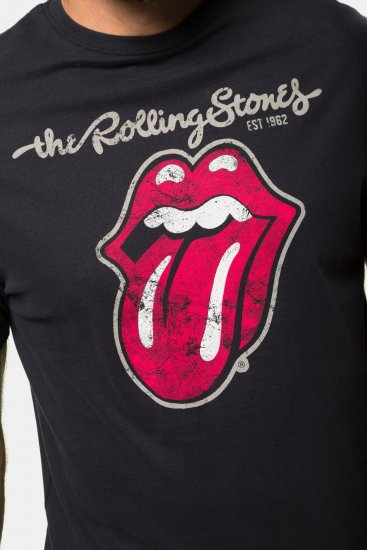 JP1880 Rolling Stones Graphic Band Comfort Fit T-Shirt Black - Μακό μπλουζάκια - Aνδρικά μπλουζεσ μεγάλα μεγέθη