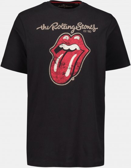 JP1880 Rolling Stones Graphic Band Comfort Fit T-Shirt Black - Μακό μπλουζάκια - Aνδρικά μπλουζεσ μεγάλα μεγέθη