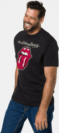 JP1880 Rolling Stones Graphic Band Comfort Fit T-Shirt Black - Μακό μπλουζάκια - Aνδρικά μπλουζεσ μεγάλα μεγέθη