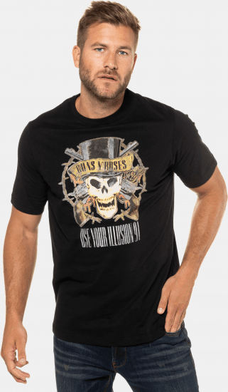 JP1880 Guns N’ Roses Skull Comfort Fit Band T-Shirt Black - Μακό μπλουζάκια - Aνδρικά μπλουζεσ μεγάλα μεγέθη