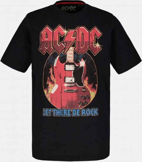 JP1880 ACDC - Let There Be Rock Vintage looking Band T-Shirt Black - Μακό μπλουζάκια - Aνδρικά μπλουζεσ μεγάλα μεγέθη