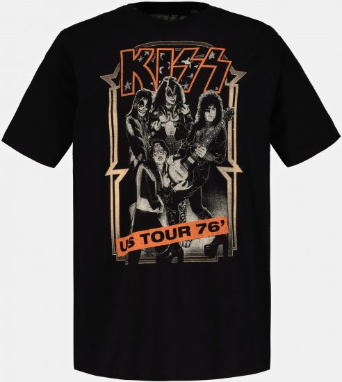 JP1880 KISS Retro Graphic Comfort Fit Band T-Shirt Black - Μακό μπλουζάκια - Aνδρικά μπλουζεσ μεγάλα μεγέθη