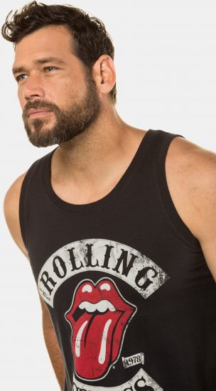 JP1880 Rolling Stones Graphic Band Tank Top Black - Μακό μπλουζάκια - Aνδρικά μπλουζεσ μεγάλα μεγέθη