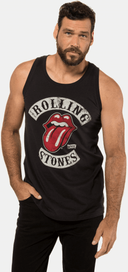 JP1880 Rolling Stones Graphic Band Tank Top Black - Μακό μπλουζάκια - Aνδρικά μπλουζεσ μεγάλα μεγέθη