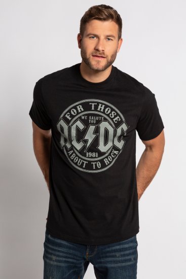 JP1880 AC/DC Graphic Comfort Fit Band T-Shirt Black - Μακό μπλουζάκια - Aνδρικά μπλουζεσ μεγάλα μεγέθη