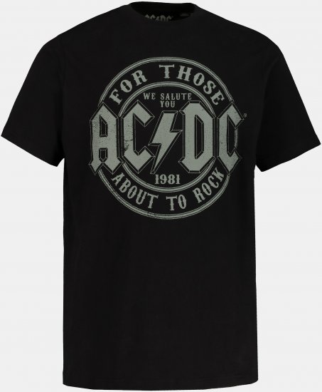 JP1880 AC/DC Graphic Comfort Fit Band T-Shirt Black - Μακό μπλουζάκια - Aνδρικά μπλουζεσ μεγάλα μεγέθη