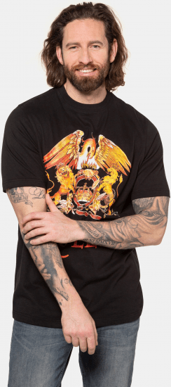 JP1880 Queen Graphic Comfort Fit Band T-Shirt Black - Μακό μπλουζάκια - Aνδρικά μπλουζεσ μεγάλα μεγέθη