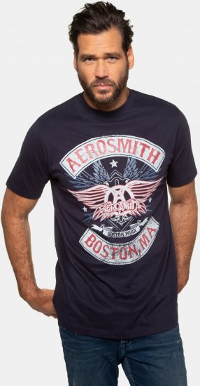 JP1880 Aerosmith Graphic Comfort Fit Band T-Shirt Black - Μακό μπλουζάκια - Aνδρικά μπλουζεσ μεγάλα μεγέθη