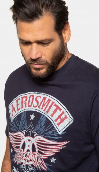 JP1880 Aerosmith Graphic Comfort Fit Band T-Shirt Black - Μακό μπλουζάκια - Aνδρικά μπλουζεσ μεγάλα μεγέθη