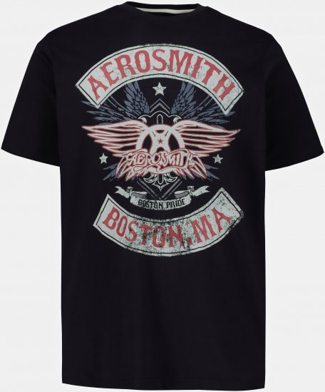JP1880 Aerosmith Graphic Comfort Fit Band T-Shirt Black - Μακό μπλουζάκια - Aνδρικά μπλουζεσ μεγάλα μεγέθη