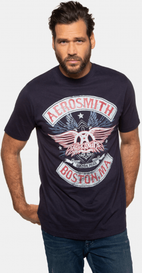 JP1880 Aerosmith Graphic Comfort Fit Band T-Shirt Black - Μακό μπλουζάκια - Aνδρικά μπλουζεσ μεγάλα μεγέθη