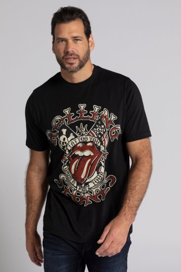 JP1880 Rolling Stones Graphic Comfort Fit Band T-Shirt Black - Μακό μπλουζάκια - Aνδρικά μπλουζεσ μεγάλα μεγέθη