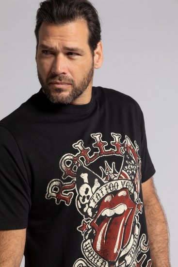 JP1880 Rolling Stones Graphic Comfort Fit Band T-Shirt Black - Μακό μπλουζάκια - Aνδρικά μπλουζεσ μεγάλα μεγέθη