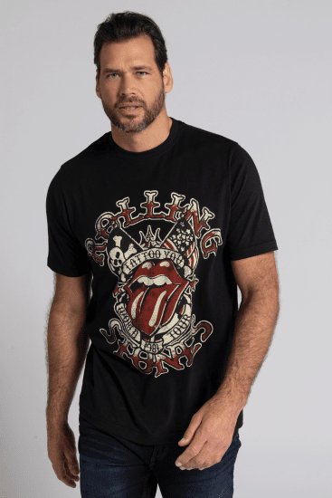 JP1880 Rolling Stones Graphic Comfort Fit Band T-Shirt Black - Μακό μπλουζάκια - Aνδρικά μπλουζεσ μεγάλα μεγέθη