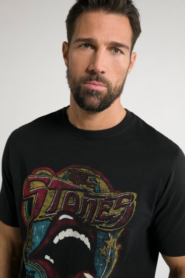 JP1880 Rolling Stones Graphic Band T-Shirt Black - Μακό μπλουζάκια - Aνδρικά μπλουζεσ μεγάλα μεγέθη