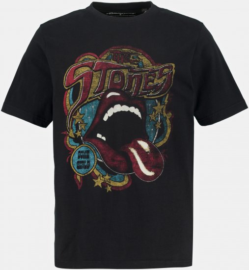 JP1880 Rolling Stones Graphic Band T-Shirt Black - Μακό μπλουζάκια - Aνδρικά μπλουζεσ μεγάλα μεγέθη