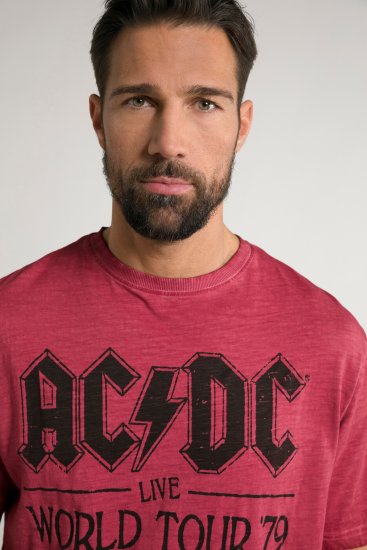 JP1880 AC/DC World Tour Graphic Comfort Fit Band T-Shirt Dark Red - Μακό μπλουζάκια - Aνδρικά μπλουζεσ μεγάλα μεγέθη