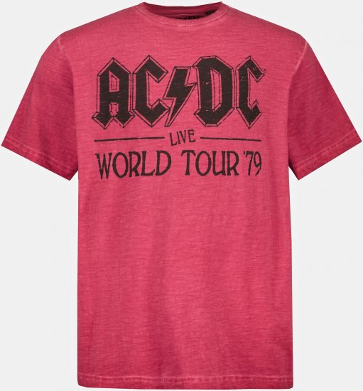 JP1880 AC/DC World Tour Graphic Comfort Fit Band T-Shirt Dark Red - Μακό μπλουζάκια - Aνδρικά μπλουζεσ μεγάλα μεγέθη