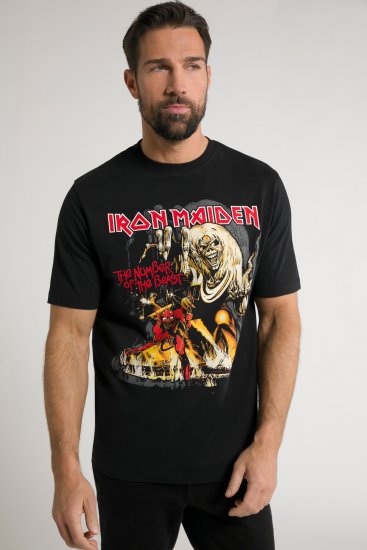 JP1880 Iron Maiden - Number of the Beast Graphic Comfort Fit Band T-Shirt Black - Μακό μπλουζάκια - Aνδρικά μπλουζεσ μεγάλα μεγέθη