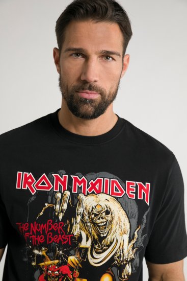 JP1880 Iron Maiden - Number of the Beast Graphic Comfort Fit Band T-Shirt Black - Μακό μπλουζάκια - Aνδρικά μπλουζεσ μεγάλα μεγέθη
